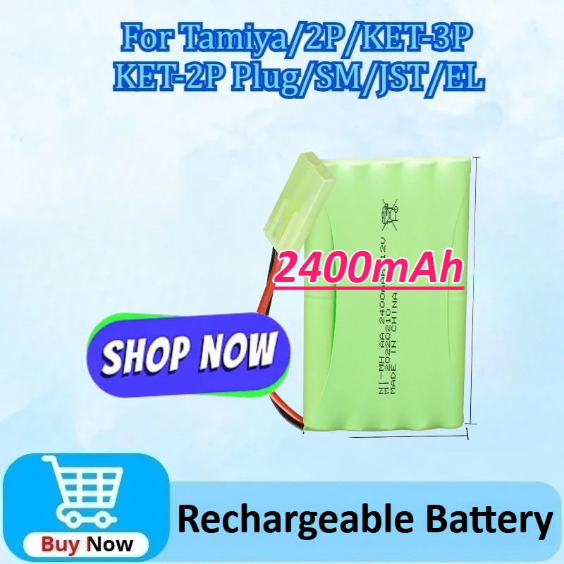 

New 12V 2400mAh Rechargeable NiMH Battery Tamiya/2P/ KET-3P Plug for Rc Toy Car Tank Train Robot Boat Gun Ni-MH AA Battery