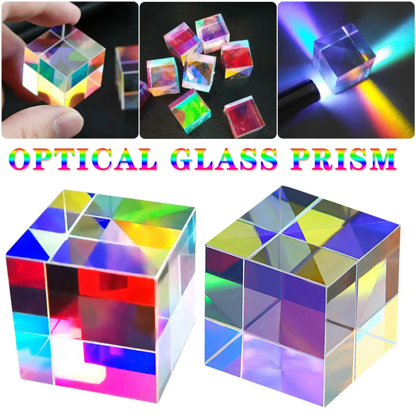 Optical Glass X-cube Dichroic Cube Design Cube Prism RGB Combiner Splitter Educational Gift Class Physics Educational Toy