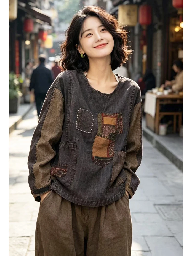 Amax LuluE Summer Classic Embroidery Tops Ladies British Design Leisure Tee Shirts Womens Fashion Vintage Loose Luxury Clothes