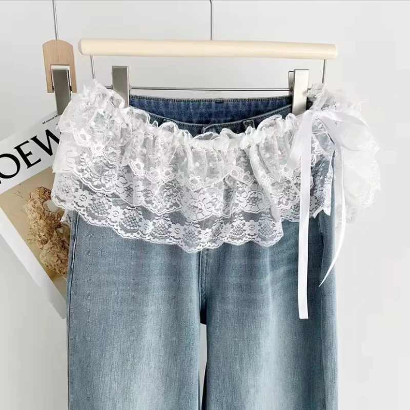 INS Blogger Lace Cummerbunds Layered Gauze Skirt Y2k Streetwear Apron Wrap Skirt Lace Up Matching Pants Spicy Girl Stacked Y2k