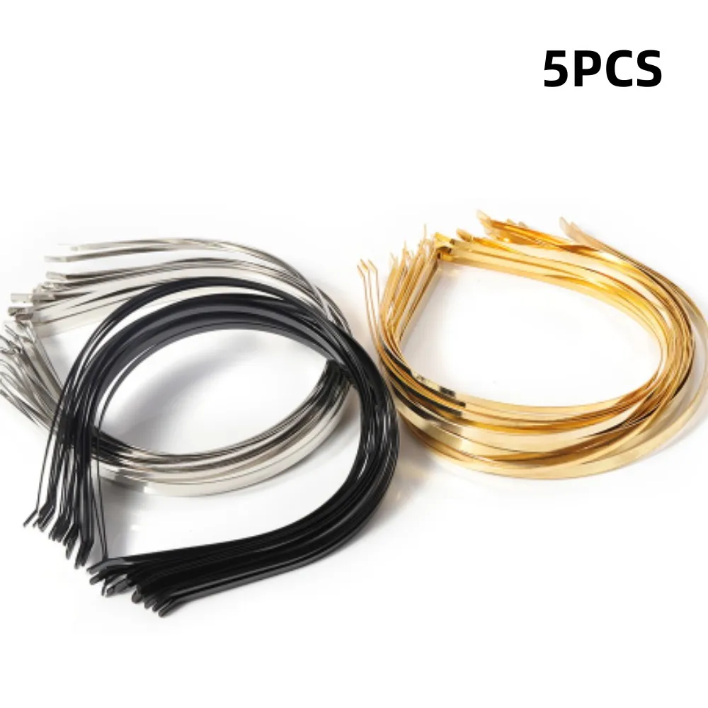 5Pcs Metal Hair Bands Set for Women\'s DIY Handmade Cream Gel Decoration Hair Jewelry Semi-finished Materials Hair Accessories