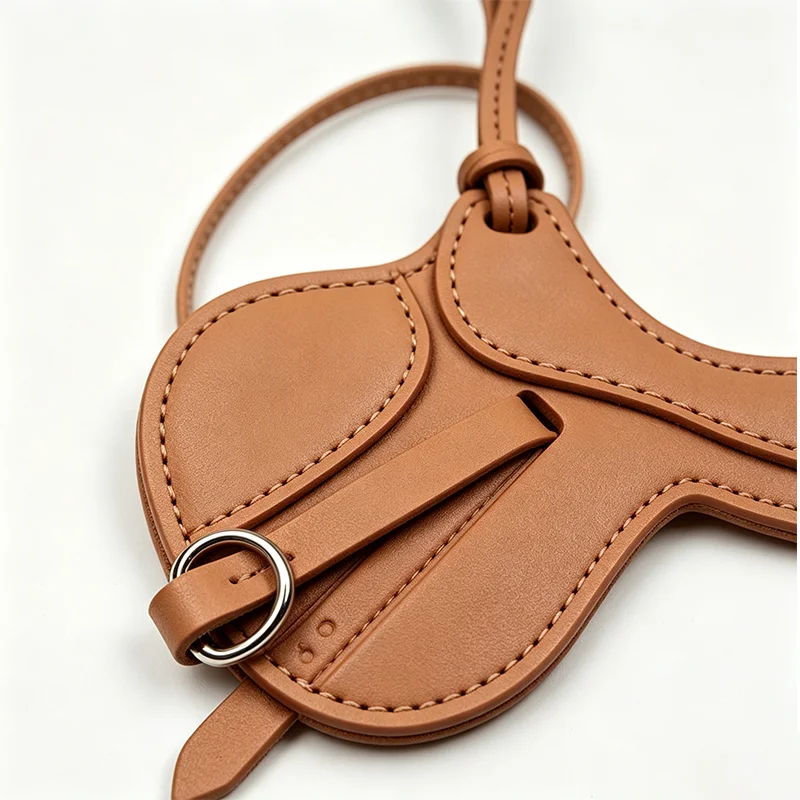 Small Saddle Bag Pendant, Pu Leather Accessory, High-End Fashion Jewelry, Keychain Charm, Leather Pendant