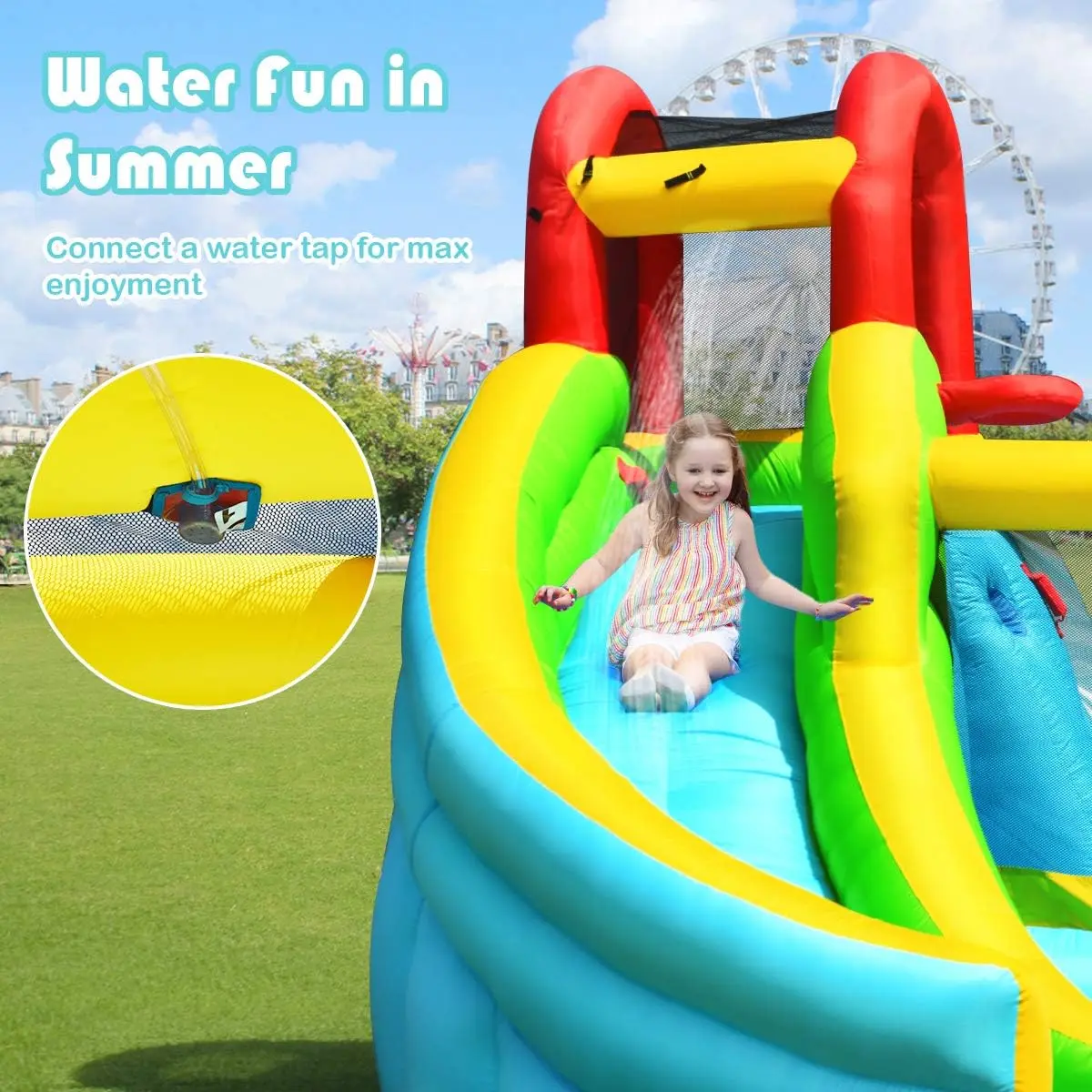 Nadmuchiwana zjeżdżalnia wodna i Bounce House z basenem, ścianą wspinaczkową, dmuchaną zjeżdżalnią wewnętrzną/zewnętrzną dla dzieci i dorosłych (735w B