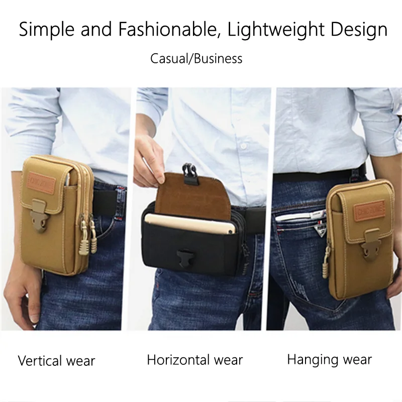 Riñonera de cuero PU multifunción para hombre al aire libre, bolso informal para teléfono móvil, bolsillo para hombre, cinturón deportivo para