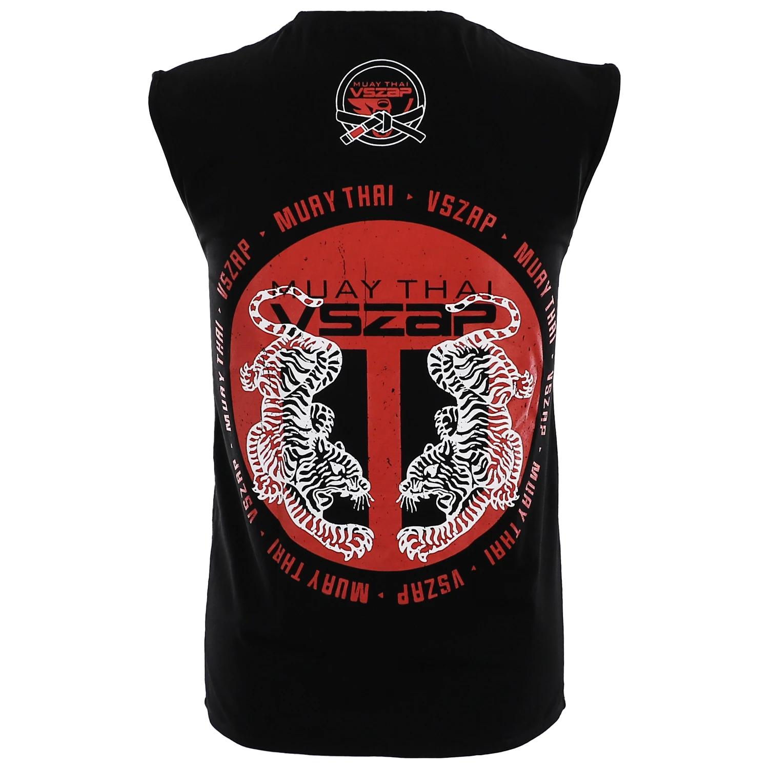 VSZAP Authentic Boxing Tiger Muay Thai Boxing Gym Fighting Sports Tank Top Cotton Size S-2XL Black