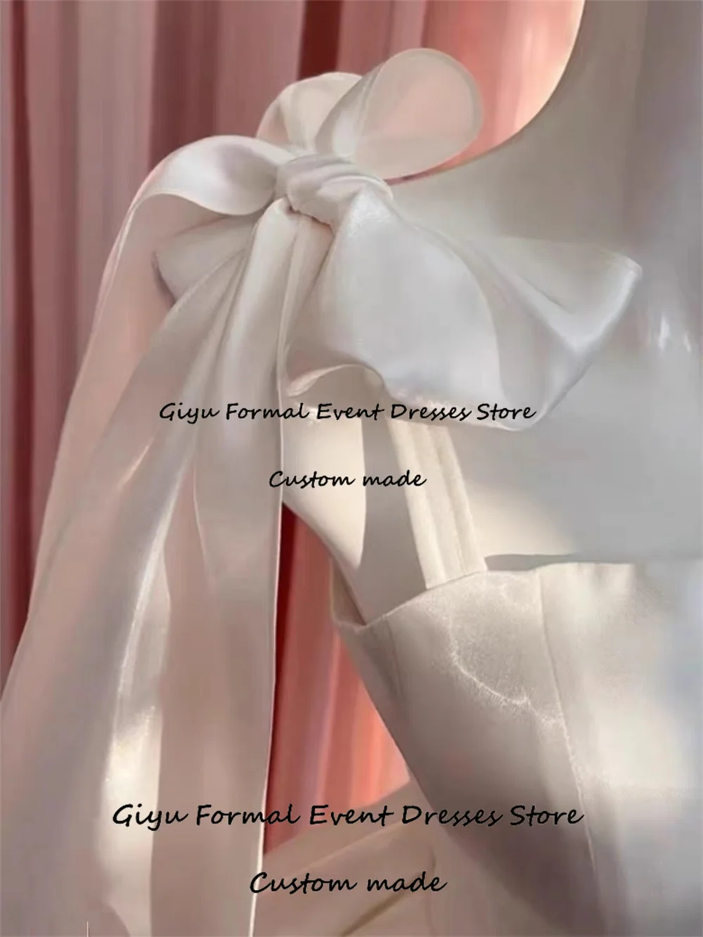 Giyu A-line Bow Mini Wedding Dresses 2024 Draped Sleeveless Mini-Length Above Knee Birthday Party Dress Prom Dress 웨딩드레스