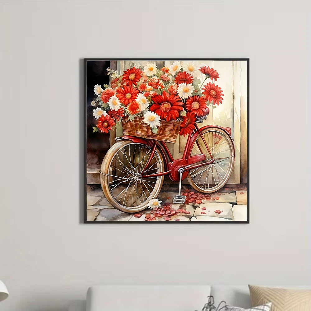 Flower Diamond Painting Set Full Square Round Mosaic Bycile Handmade Gift Room Decoration