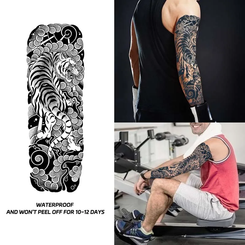 Tiger Waterproof Temporary Tattoo Sticker, Long-lasting for 1-2 Weeks, Realistic Semi-Permanent Fake Tattoo