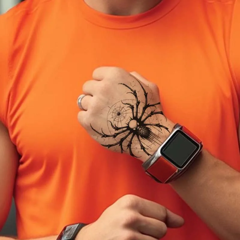 4 pezzi di tatuaggio temporaneo impermeabile ragno realistico per mani, schiena e collo, durata 1-2 settimane, tatuaggio finto semipermanente