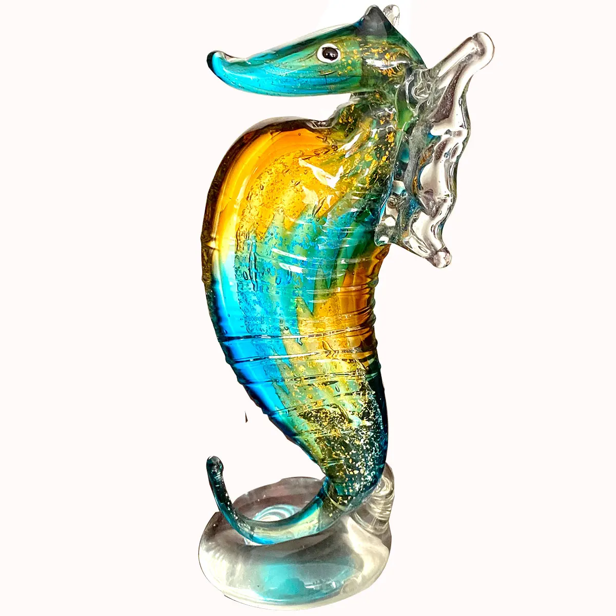 Glass Blown Seahorse Life Animal Figurine Miniature Handmade Glass Seahorse Paperweight Collectible Art Home Fish Tank Decor