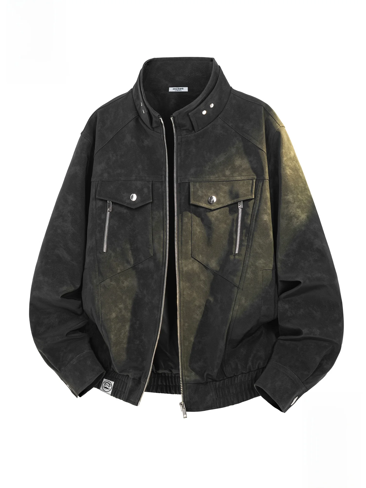 

Мужская весенняя новинка: кожаная куртка Paul Frank в стиле ретро с воротником-стойкой, свободного кроя, из плотной кожи, с принтом обезьяны Large Mouth Monkey