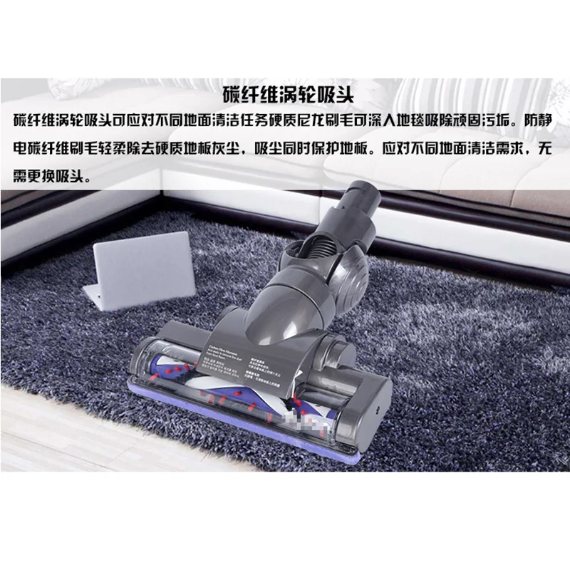 Suitable for Dyson DC34 DC44 DC35 DC45 Vacuum Cleaner Accessories, Carbon Fiber Turbine Suction Head, Floor Brush Replacement