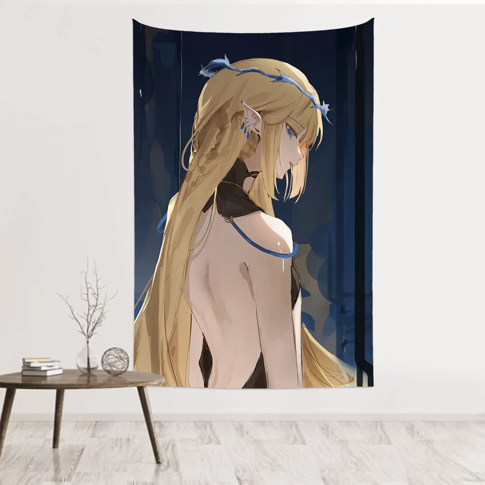 Fleurdelys Anime gra W-Wuthering Waves gobelin wystrój pokoju tkanina ścienna impreza wisząca tło wystrój pokoju pokój dziecięcy