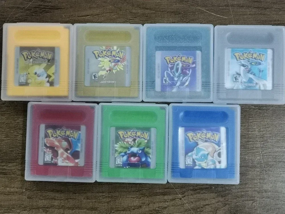 Pokémon 16-Bit-Videospielkonsolen-Kassette GBC-Spielkarte Pokémon-Serie Blau Kristall Gold Grün Rot Silber Gelb USA-Version – Detail 3