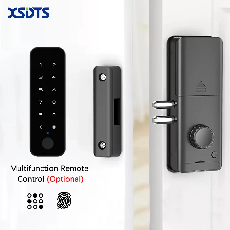 XSDTS Tuya Smart Rim Lock | Fingerprint Password Card Unlock, Invisible Automatic Motor Bolt, No Drilling Home Door Lock