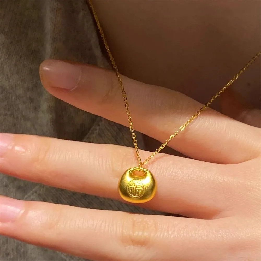 Safe lock necklace female classic lovely small bag 9999gold