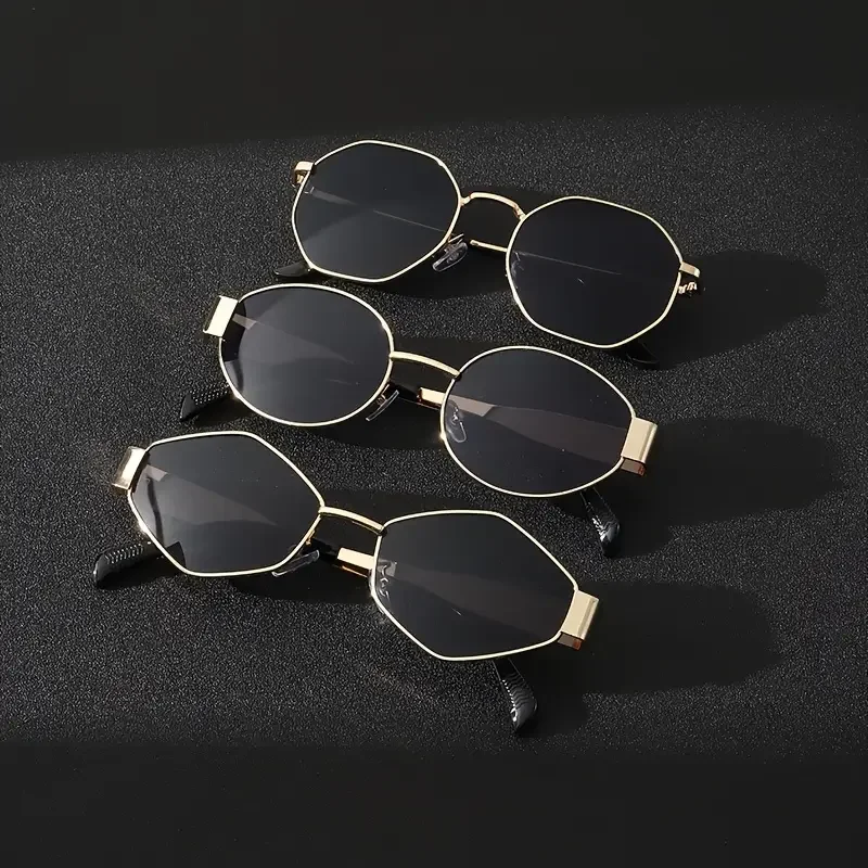3Pcs Metal Mixed Frame Glasses Set Black Glasses Fashionable Thin Frame Exquisite Frame Design Tight Heel Trend