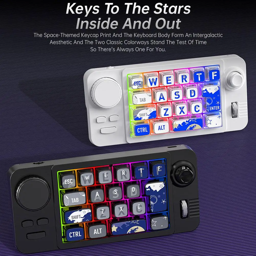 

Mechanical Keyboard Three Mode RGB Macro Programming Hot-Swappable Joystick Keyboard Gaming Knob Volume 22Keys Y3Y4
