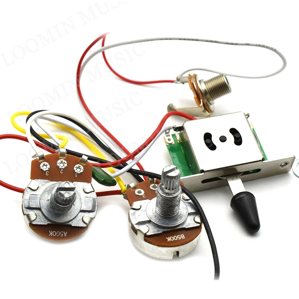 Electric Guitar Prewired Wiring Harness Kit for FD Telecaster TL Parts 5 Way Toggle Switch A500k B500K Pots Jack