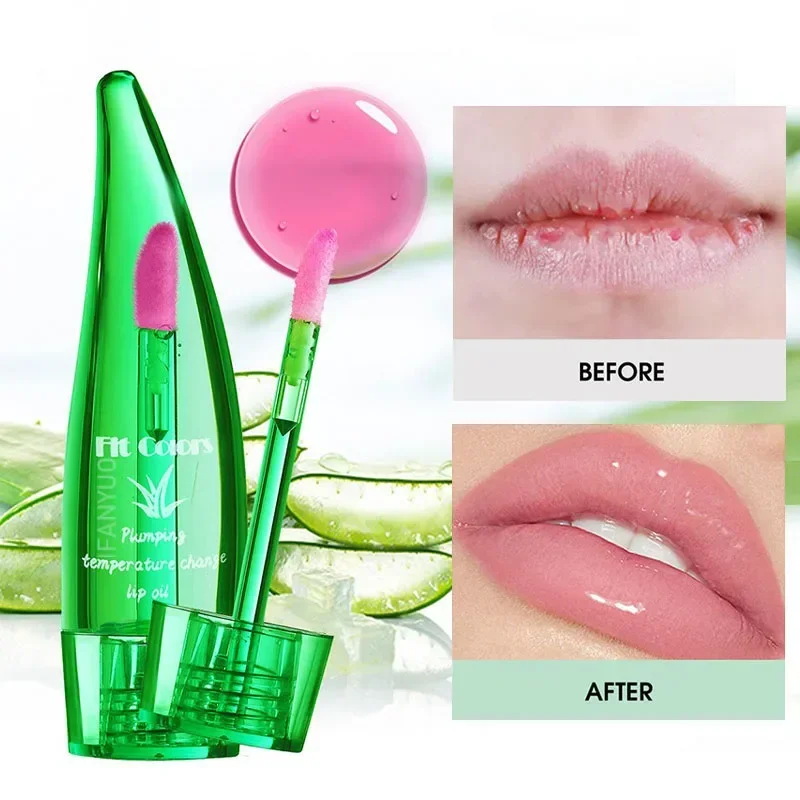 Natural Aloe Pepper Lipstick Lip Tint Moisturizing Nourish Temperature Color Lips Gloss Long Lasting Waterproof Lip Oil Lip Balm