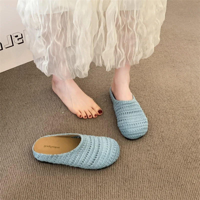 Women Shoes2024 Women New Luxury Brand One-word Thick-soled Warm Furry Women's Shoes Embossed Cotton Outdoor All-match Casual Sl