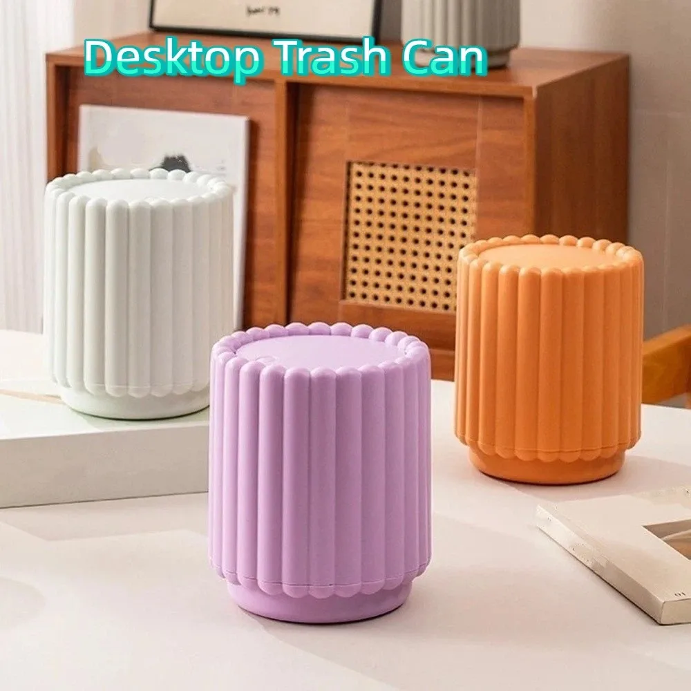 

Durable Press Open Lid Desktop Trash Can Sunflower Shape Large Opening Waste Bin Non-slip Plastic Garbage Bin Home