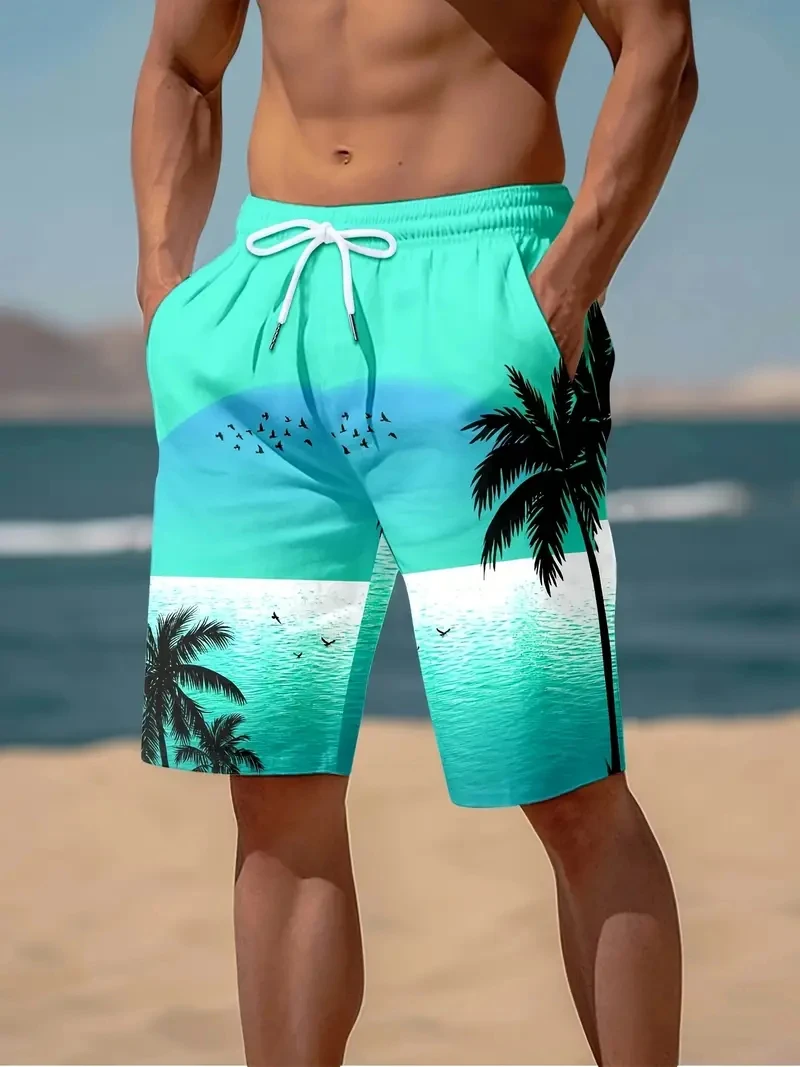 3D Cocoanut Trees Printing Beach Shorts Palm Tree Graphic Board Shorts For Men Summer New Harajuku Hawaiian Cool Swimming Trunks