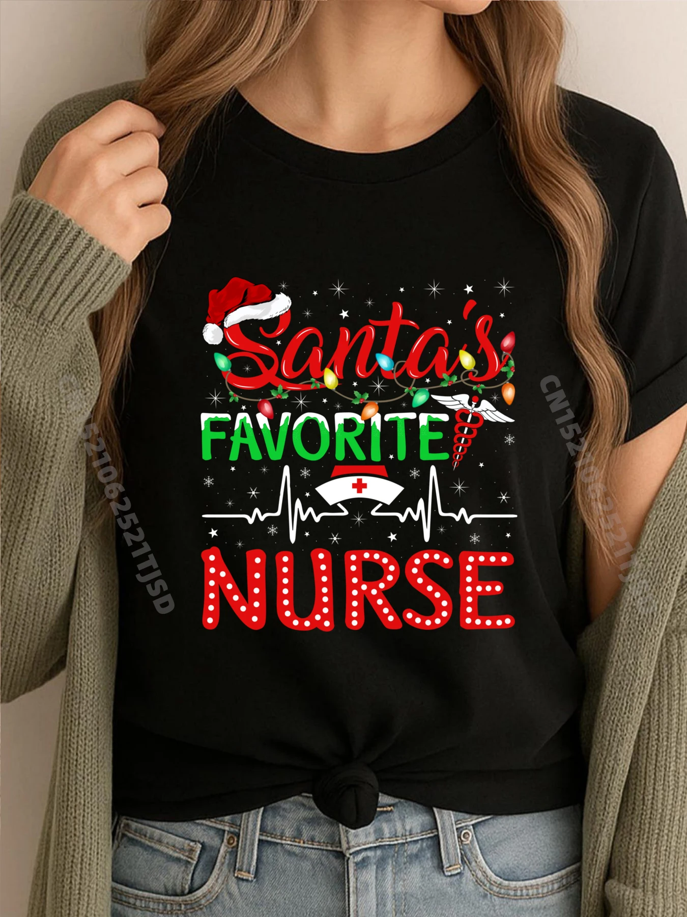 

Funny Xmas Lighting Santa Favorite Nurse Christmas Woman T Shirts High Quality T Shirts For Woman Tshirt Woman New Years Eve