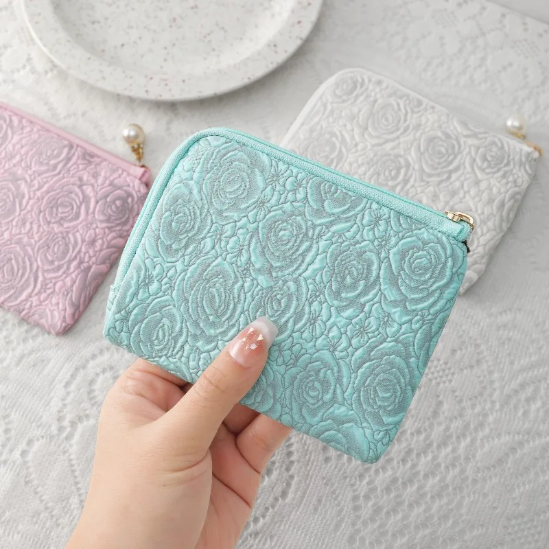 Fashion Flower Mini Coin Purse Multifuctional Korean Style Small Lipstick Bag Jewelry Packing Bag Card Holder Women Wallet