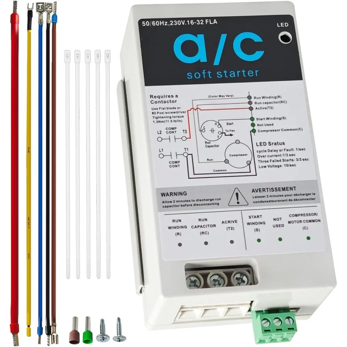[new trend] AC Soft Kit for Home, 4-7 Ton Air Conditioner Compressor Soft ,70% Less Startup Current,for Home/RV(16-32A)