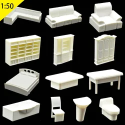 Accessori per la casa delle bambole fai da te scala in miniatura 1:50 mobili per interni tavolo/divano/sedia/letto modello Diorama kit 26 pz/set