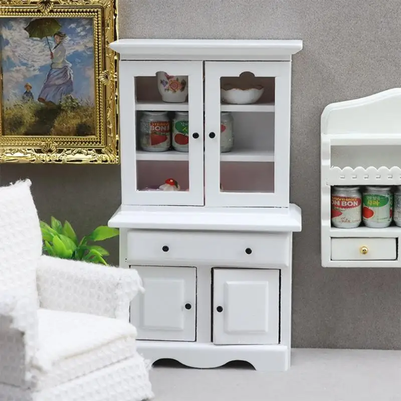 

Antique Miniature Cabinet with Functional Door 1/12 Doll House Room Display Props A2UB