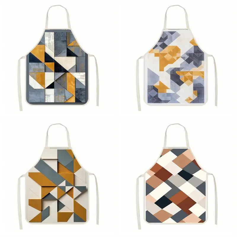 

Geometric Pattern Apron Linen apron, suitable for kitchen cooking, parent-child interaction, painting and other scenarios