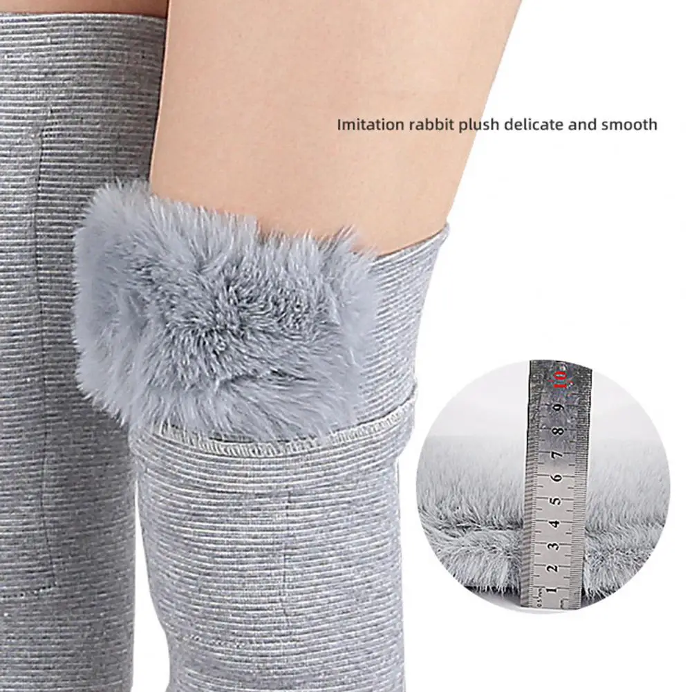 Warm Knee Pads Thickened Knee Protectors Thickened Fleece Knee Sleeves Winter Warmth Imitation Rabbit Fur Pads High for Weather