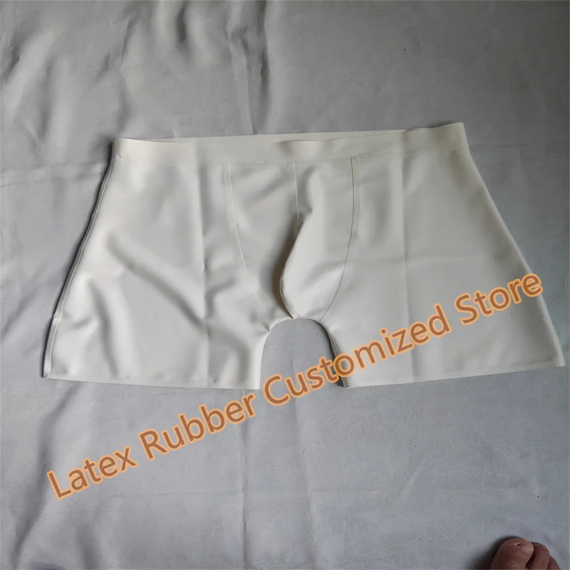 

Natural Latex Mens Boxer Shorts Rubber Fetish White Panties Underwear Handmade