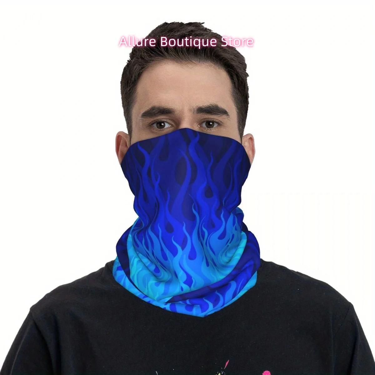 1 Blue Flames, Abstract Background Print Scarf, Multi Functional Mask and Neck Mask, Suitable for Outdoor and Unisex Headscarves