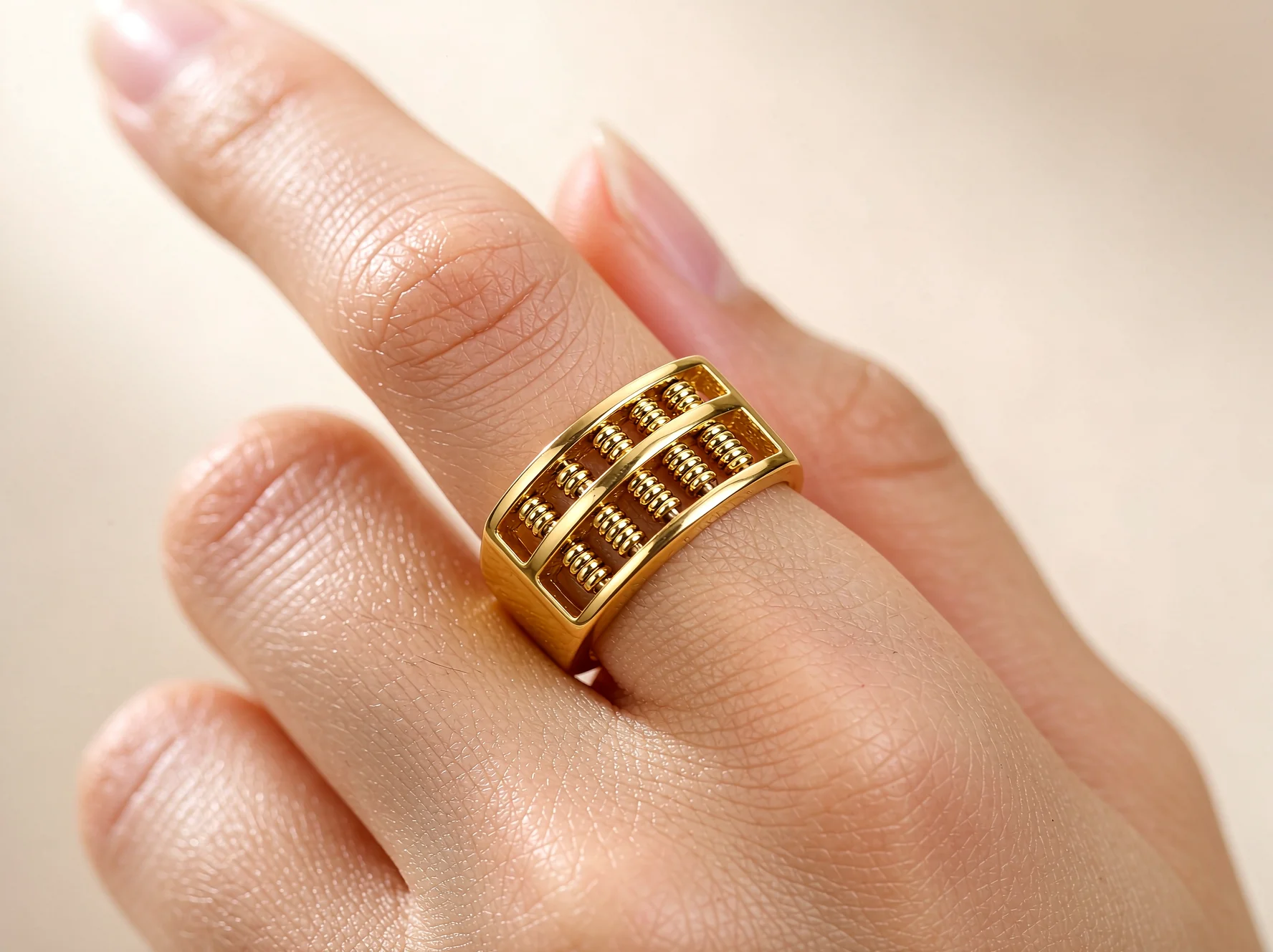 Mens Wide Band Abacus Ring Stainless Steel Rotatable Calculator Beads Ring Non Fade Anti-allergy Men Finger Ring Dropshipping