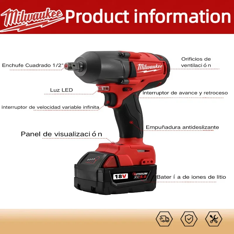 ميلووكي 18 فولت 1300 نانومتر مفتاح كهربائي لاسلكي عزم دوران كبير فرش تأثير وجع سيارة شاحنة إصلاح أدوات كهربائية #5