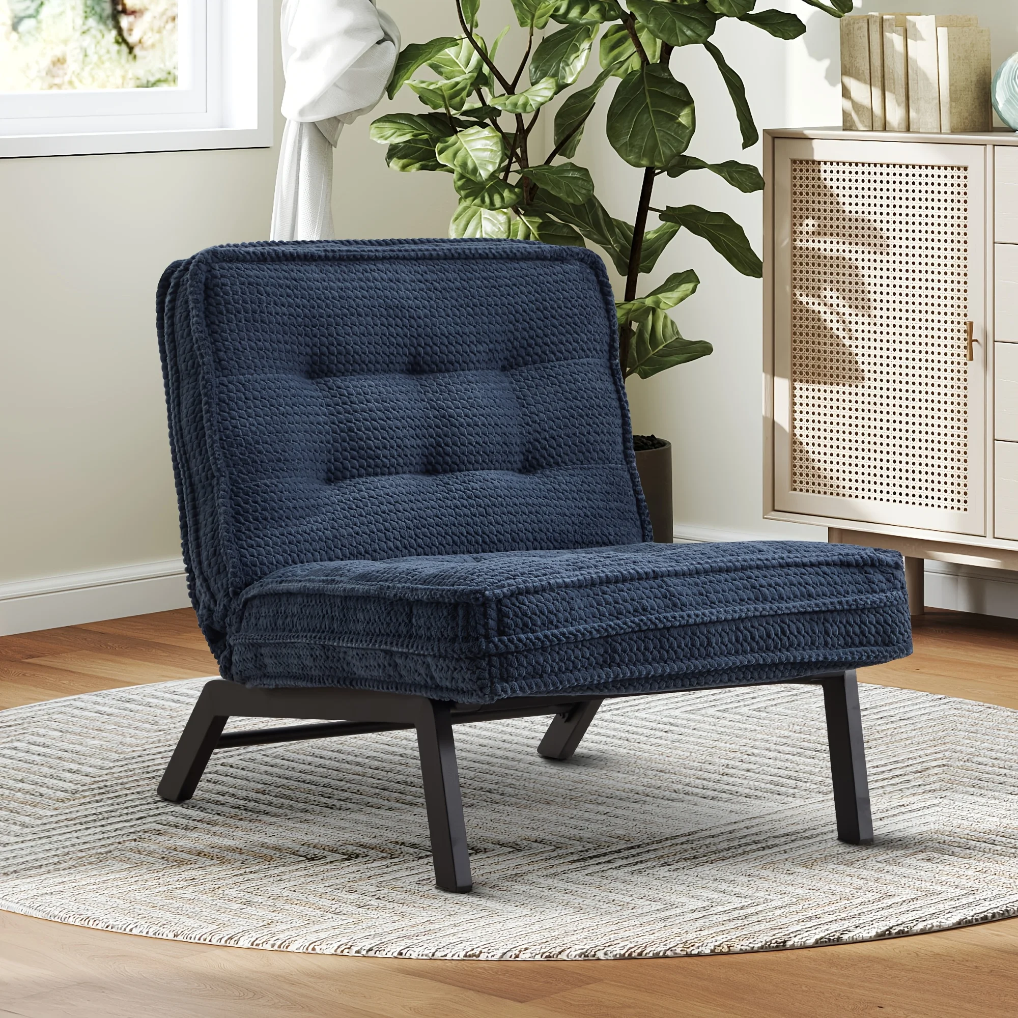

Accent Chair with Ottoman Adjustable Backrest, Tufted Living Room Chair Upholstered Lounge Chair with Footrest Set, Modern Chair Cozy Reclining Chair for Reading Room
