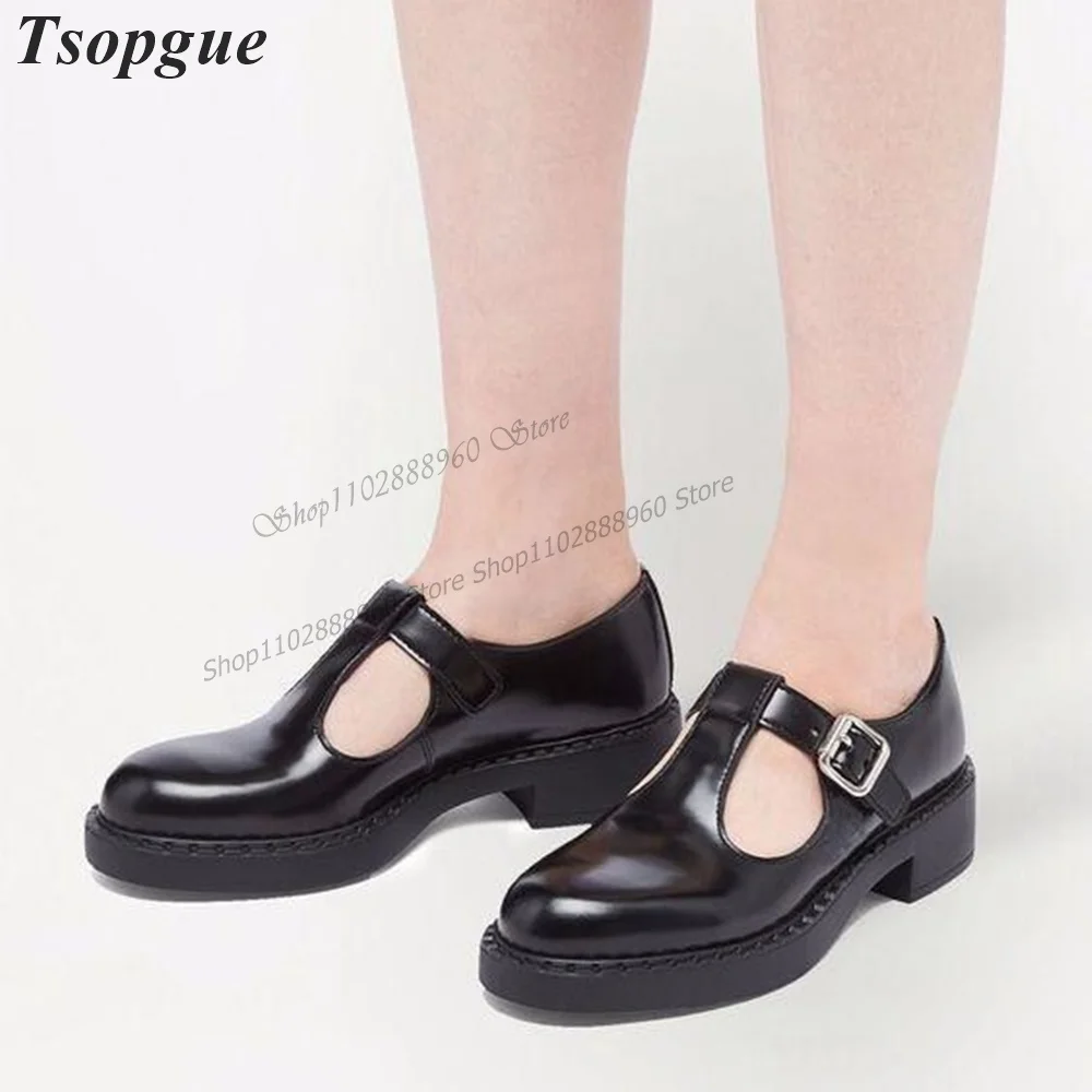 T-Strap Black Leather Britrish Style Men's Pumps Men Shoes Buckle Strap Runway Casual Party Shoes 2023 Fashion Zapatillas Muje