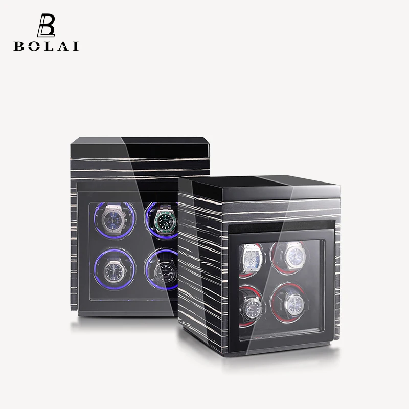 2023 BOLAI Brand Automatic Watch Winder Luxury Wood Watch Safe Box Touch Control and LED Interior Backlight Watches Storage Box