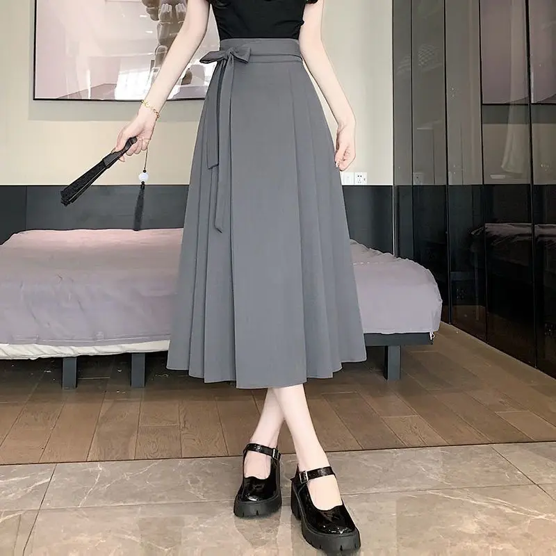 ربيع وصيف جديد Sle حزام رفيع عالية الخصر التخسيس تنورة طويلة ميدي الدكتور إلي المتضخم هملين f طول Faionable