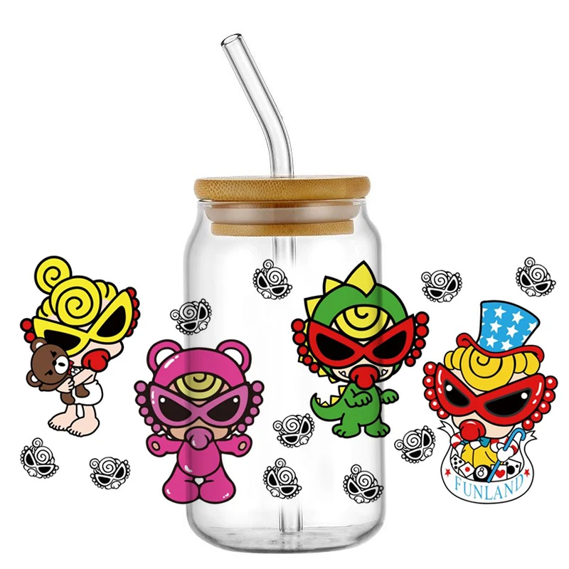kawai Mini design Custom DIY UV DTF Sticker For Cups 16oz Waterproof Adhesive Wrap DIY Personalization Home decoration cup wrap