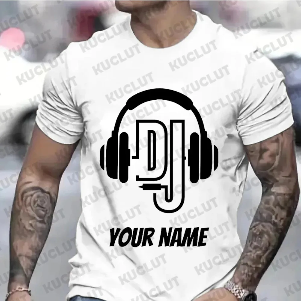 Personalised Name Dj T Shirt Custom Name Logo Shirt for DJ\'s Clothes Custom Personalized Gift for Men Music Gift Dj DIY T-shirts