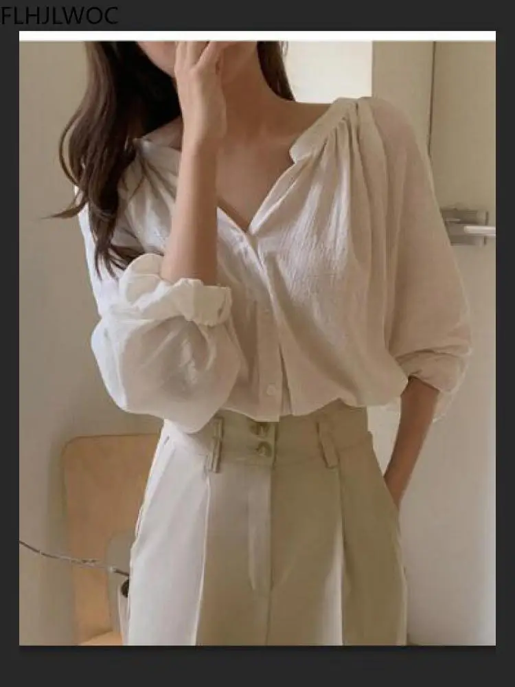 Cute Sweet Tops And Blouses Korea Clothing For Women Fall Autumn Robe Casual Loose Women Long Sleeve Single Breasted Shirts