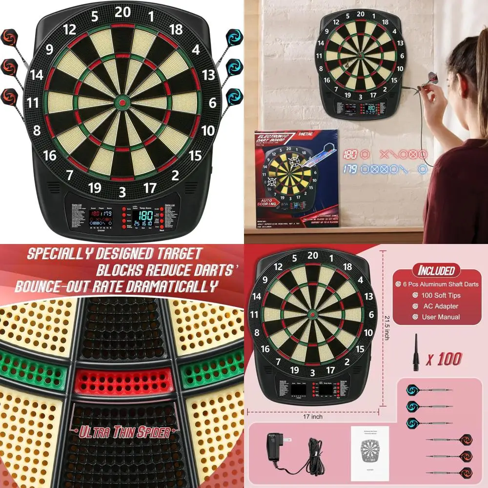 

40-Game Soft Tip Dart Set with 427 Variations, LED Display, 6 Darts, 100 Tips, and Power Supply