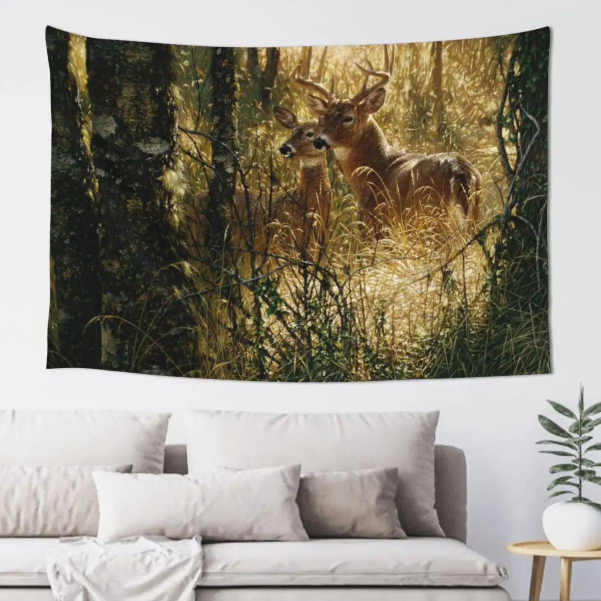 

Whitetail Deer "A Golden Moment" Tapestry Room Aesthetic Decor Tapete For The Wall Room Design Tapestry