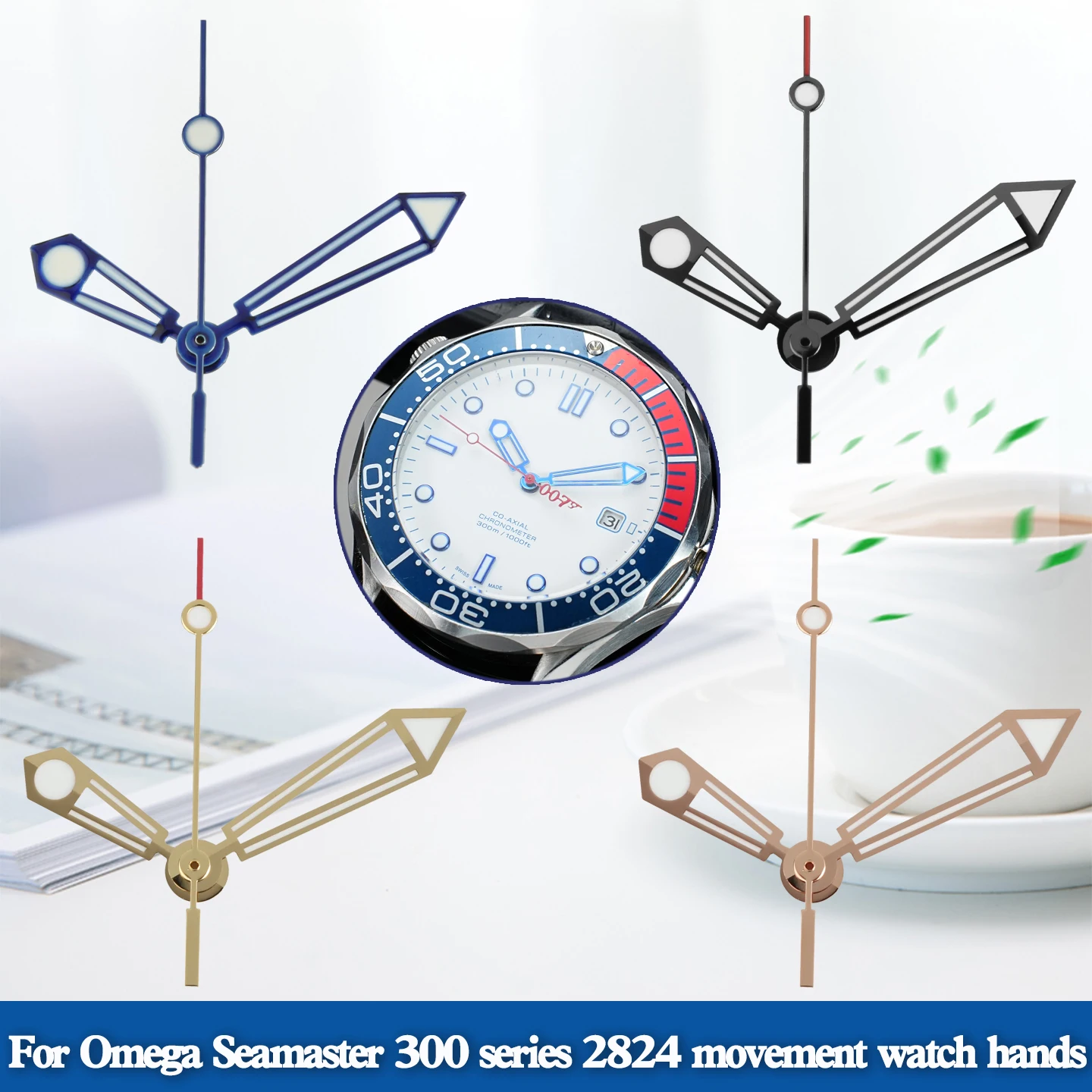 For Omega Seamaster 300 2824 2836 2846 2864 Movement Watch Hands Night Light Hour Minute Second Hand Watch Accessories Pointer