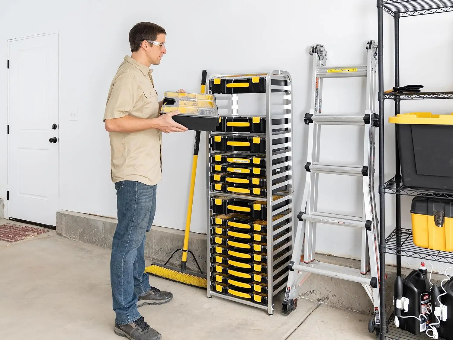 

Premium Storage Rack for Yellow Tool Boxes - Organize Your Workspace with the Sturdy Wall Mount Tool Organizer, Utility Rack