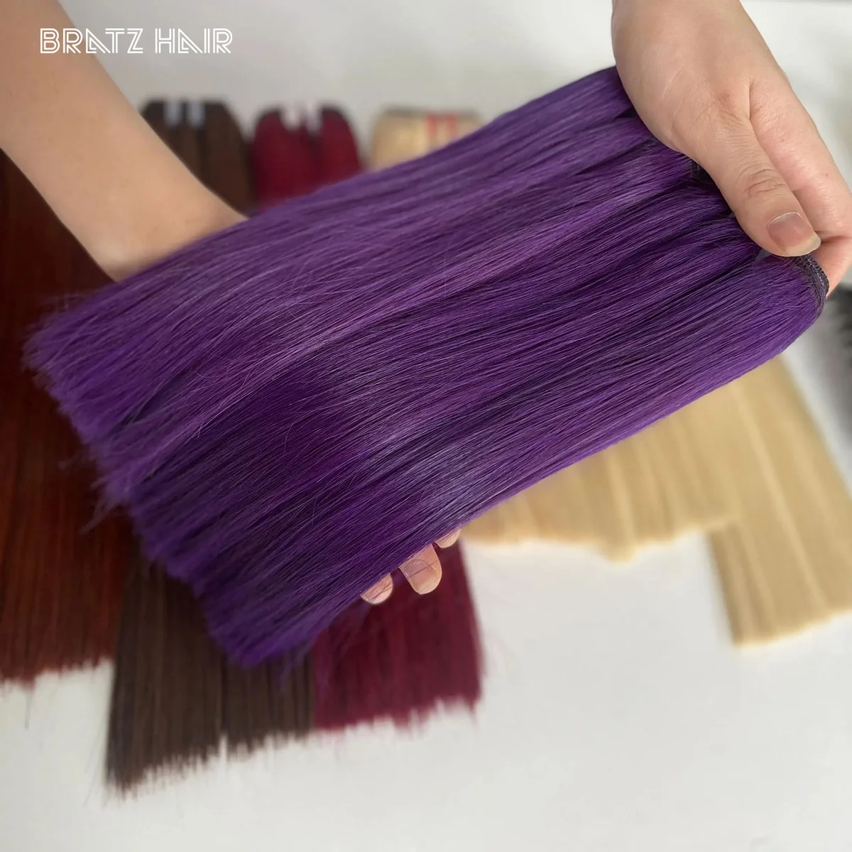 

Super Double Drawn Purple Color Vietnamese Bone Straight Bundle 100p 1pc 100% Human Hair Purple Color Bundle for Wig Making